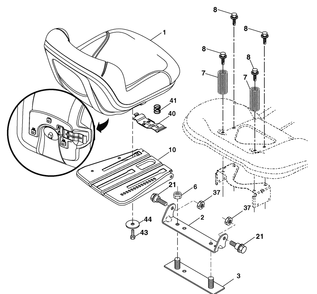 Seat Group (7800737seat) Diagram and Parts List for 7800737-96042010300 2011 Briggs and Stratton Lawn Tractor
